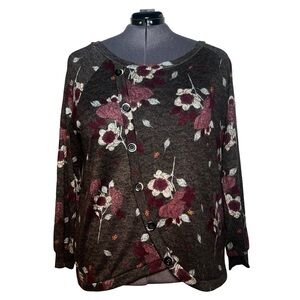 Maurices Floral Asymmetrical Floral Sweater (Size 2X)